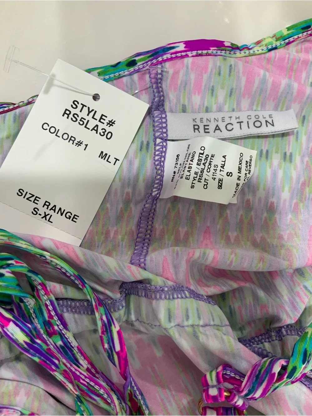 Kenneth Cole Reaction Pink, Green & Purple Printed Racerback Dress - Picture 6 of 7